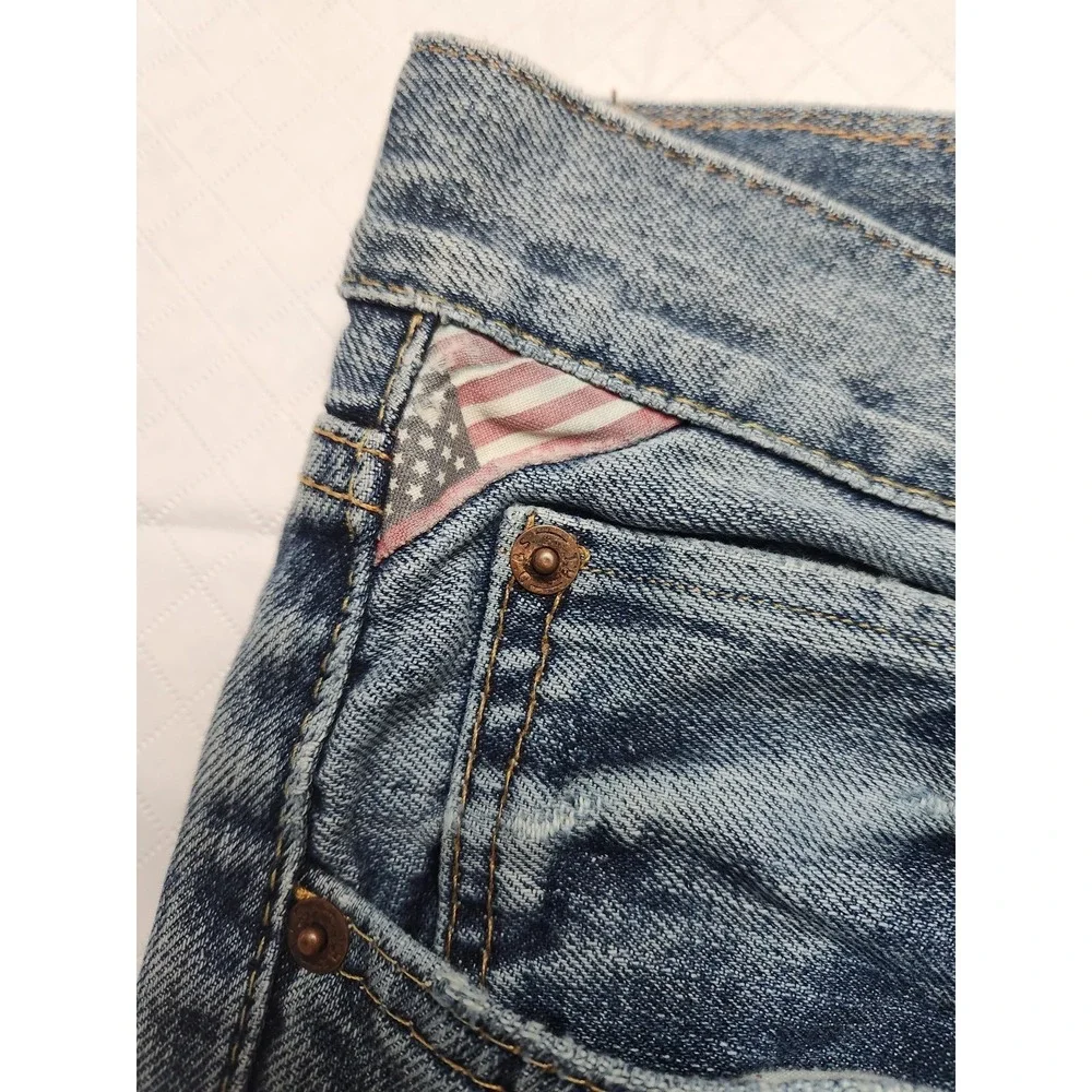 Denim & Supply RL Jeans Mens 33x30 Blue Bootcut Distressed USA Flag Denim Pants - Picture 5 of 16